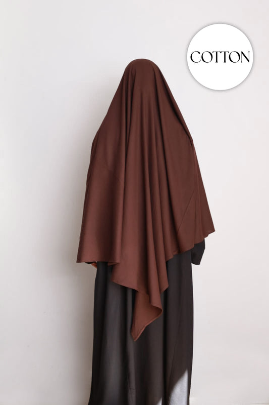 100% Cotton Diamond Khimar Dark Brown