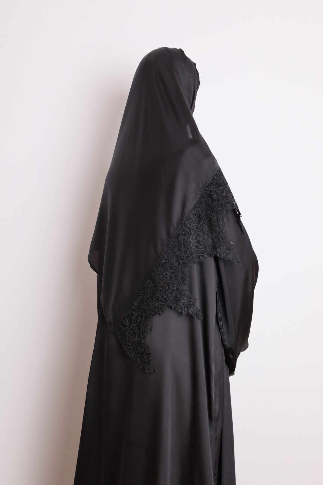 Black Beauty Prayer Abaya With Attached Scarf