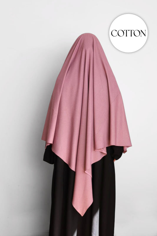 100% Cotton Diamond Khimar Pink