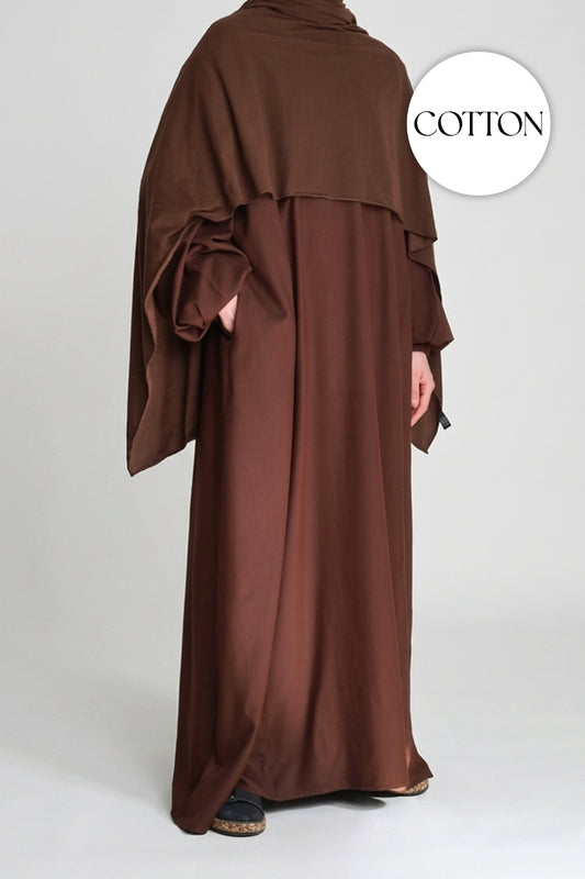 100% Cotton Abaya Dark Brown