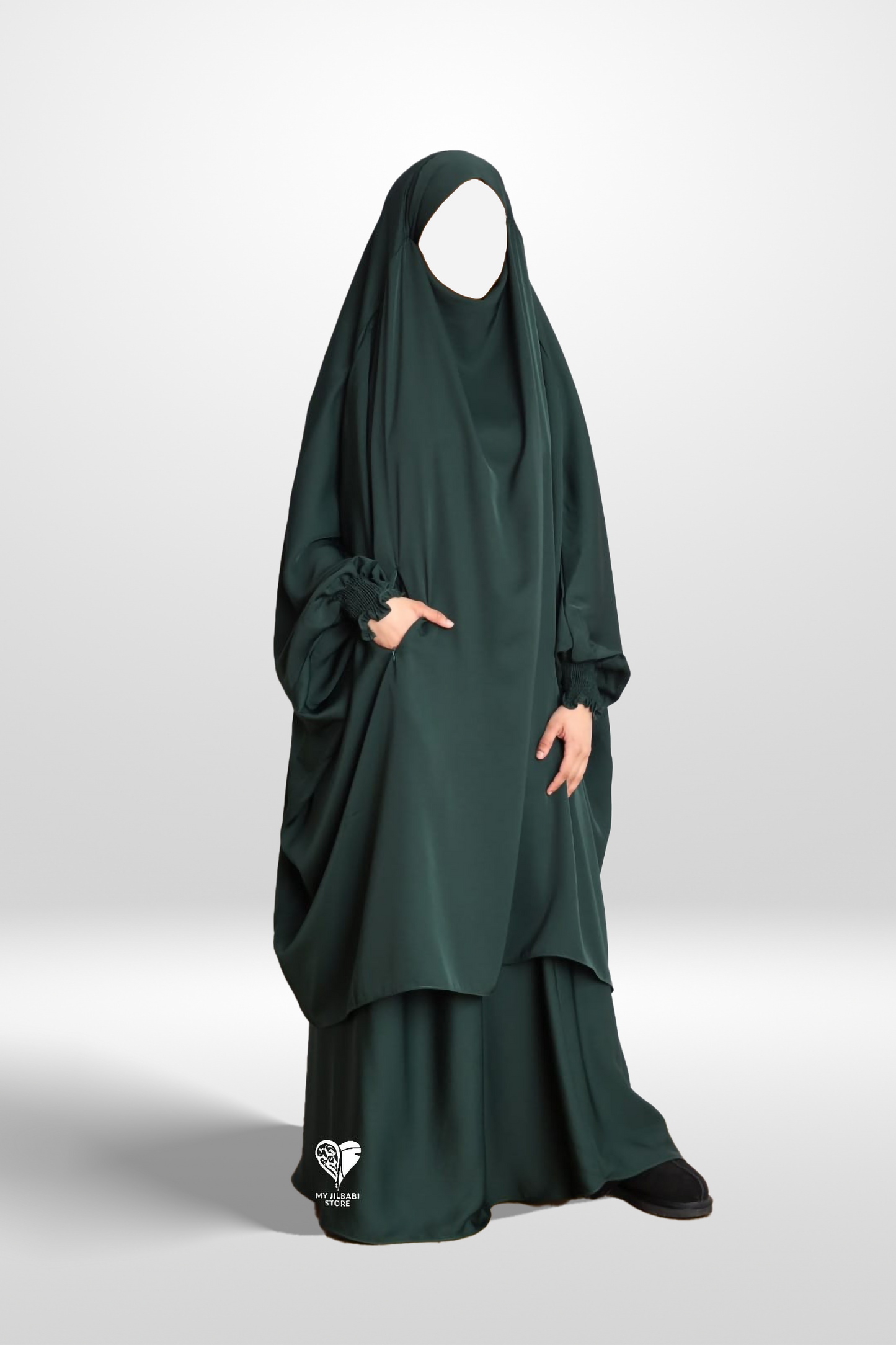 Dark Green Nida - 2 Piece Superluxe Jilbab