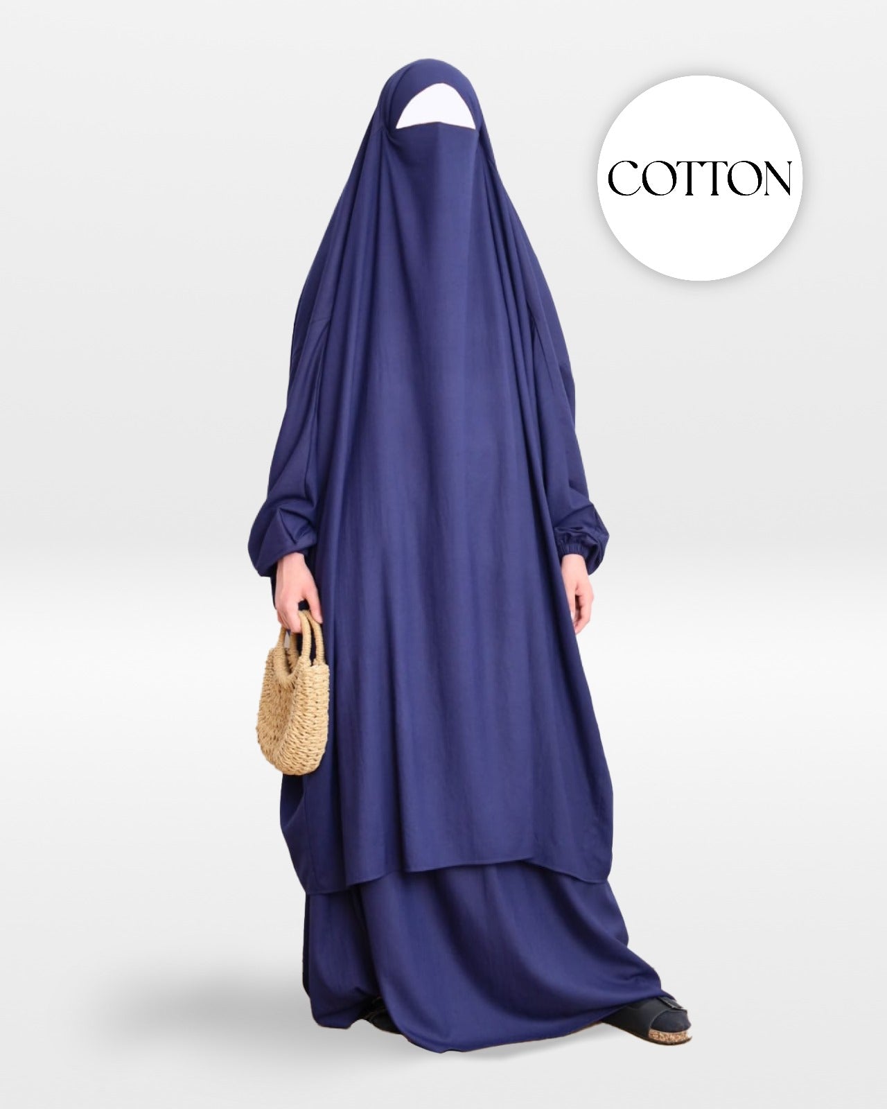 100% Cotton 2 Piece Jilbab Navy