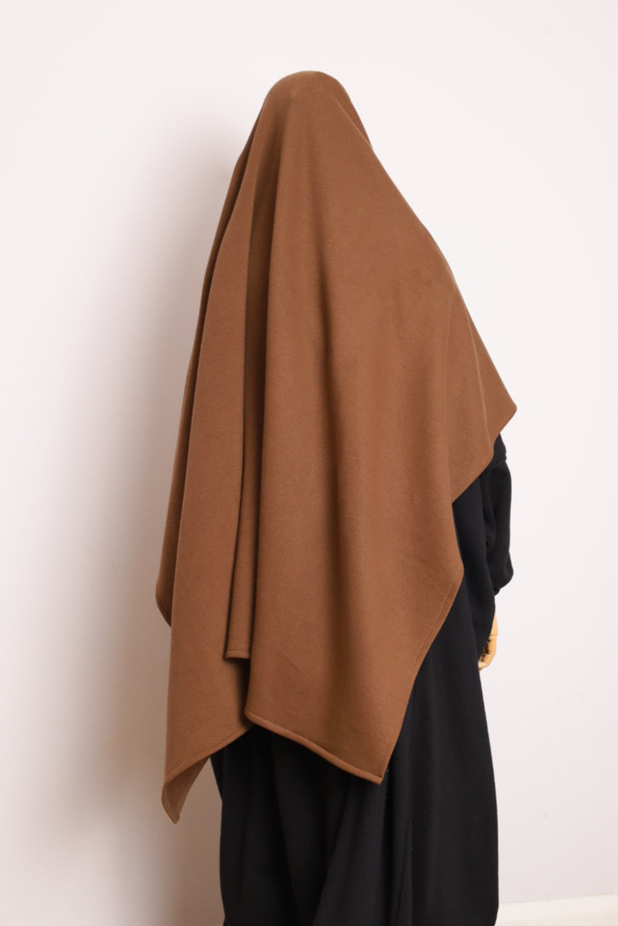 Winter Khimar With Pockets Dark Brown