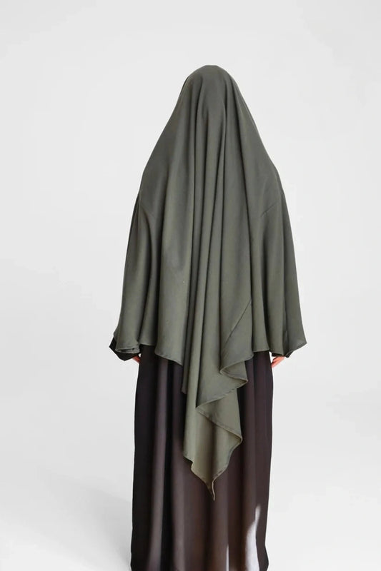 Cotton Diamond Khimar Dark Grey