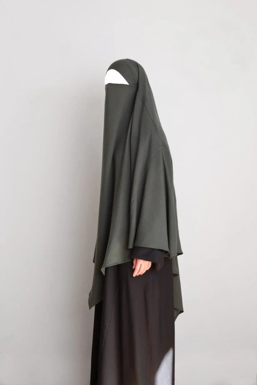 Cotton Diamond Khimar Dark Grey