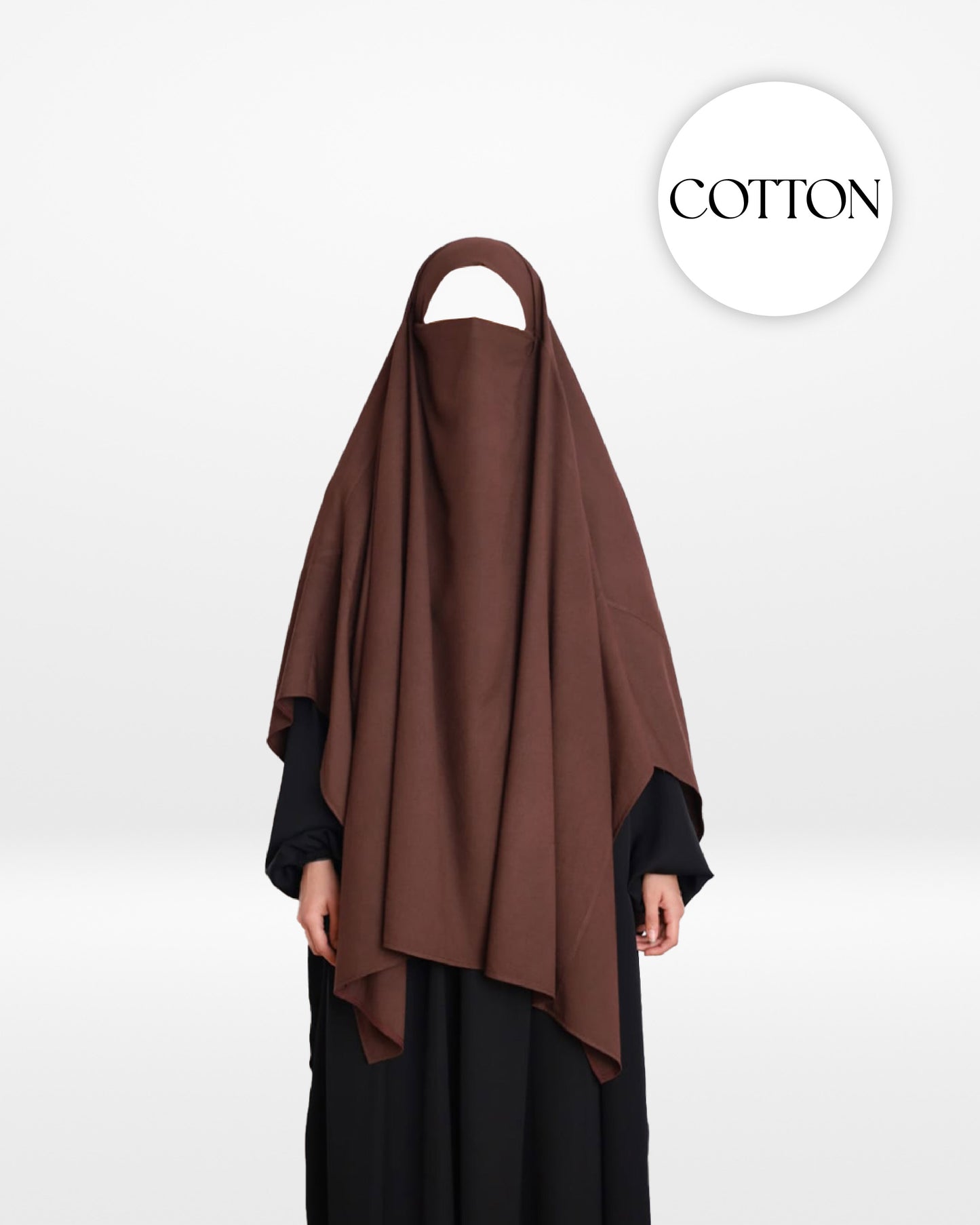 100% Cotton Khimar Dark Brown
