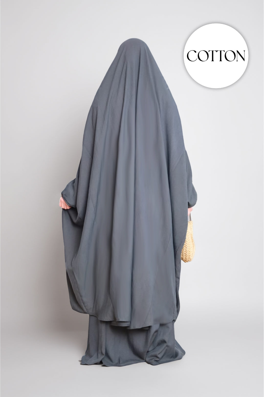 100% Cotton 2 Piece Jilbab Dark Grey