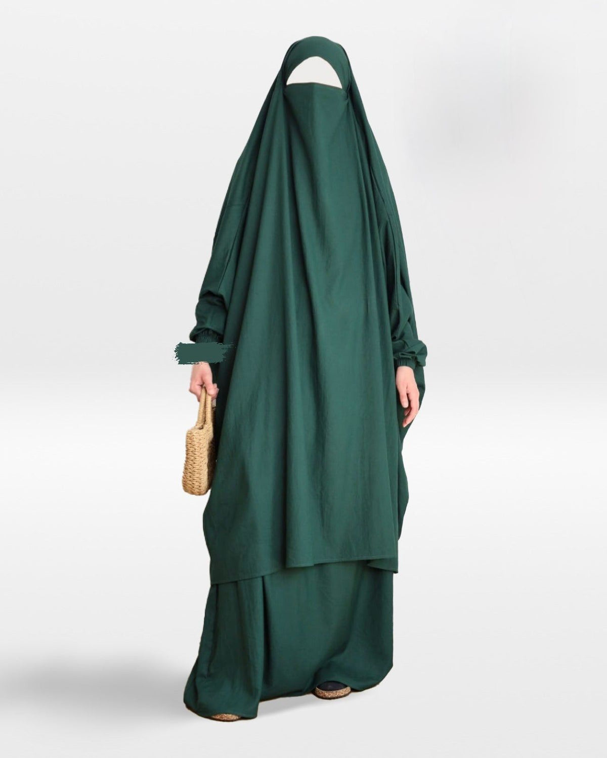 Cotton 2 Piece Jilbab Dark Green