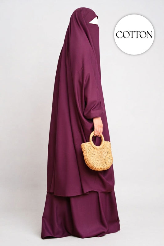 Cotton 2 Piece Jilbab Grape