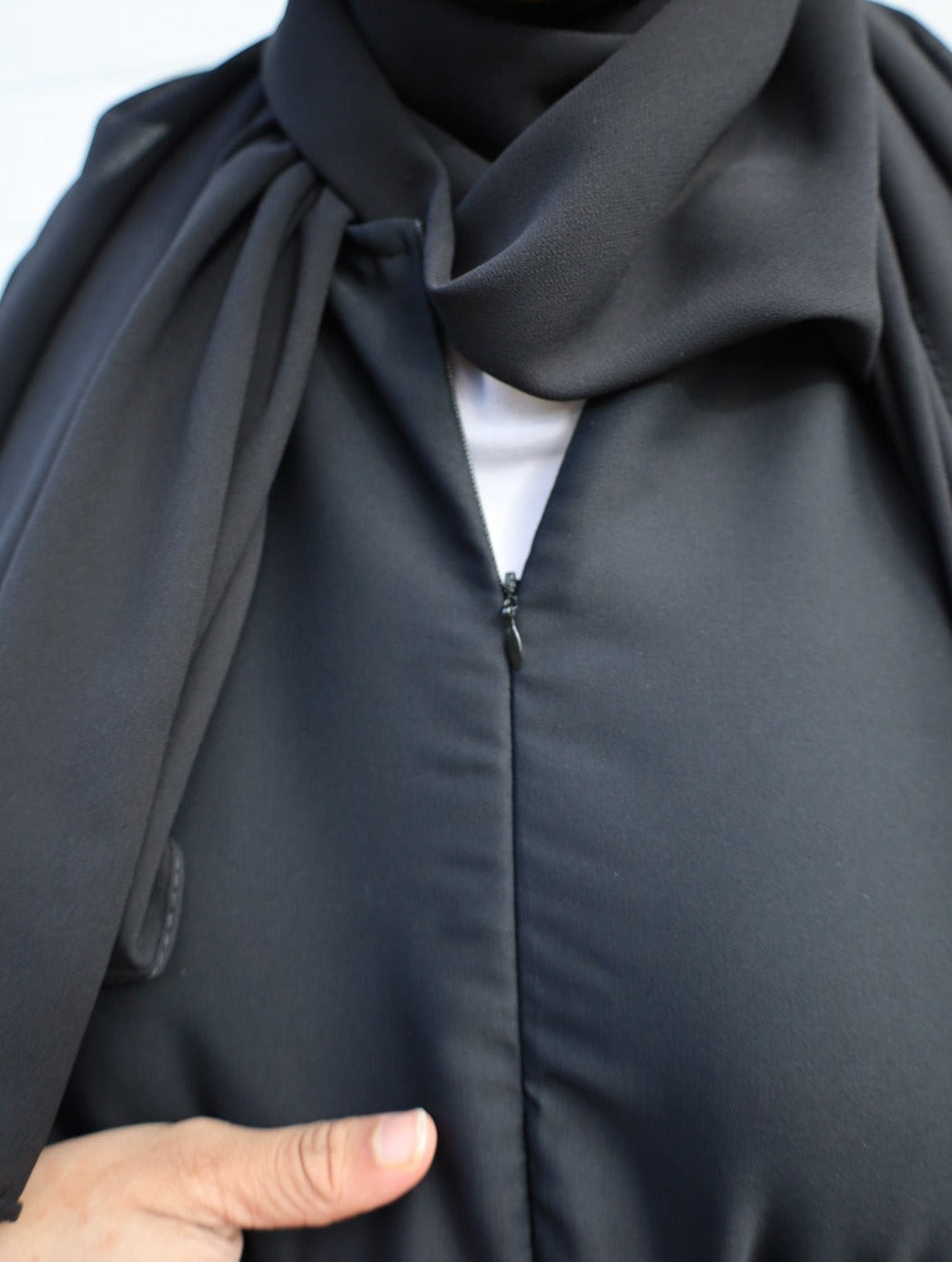Black Pleated Abaya With Nursing Zip