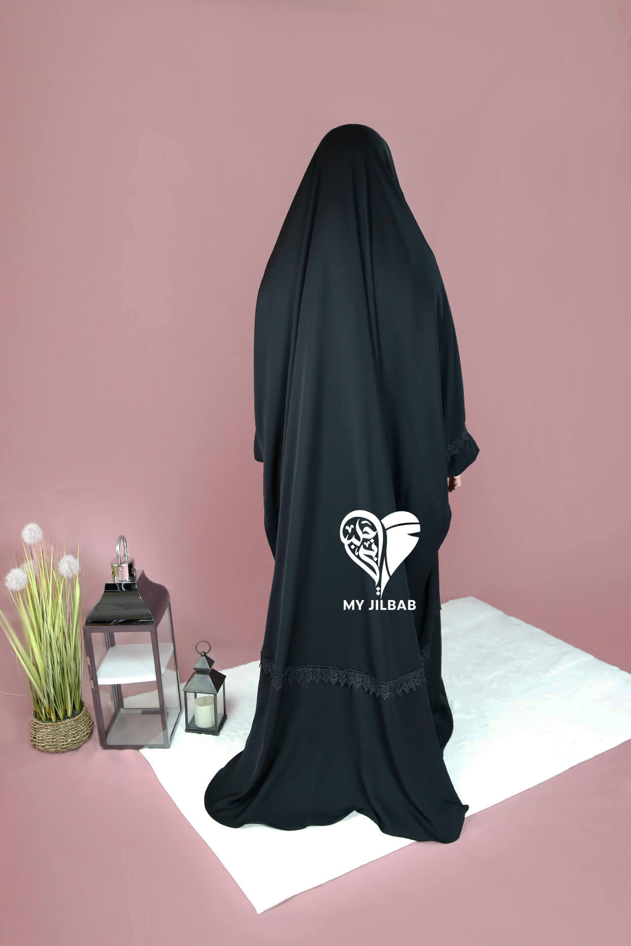 Black prayer jilbab full length covers feet