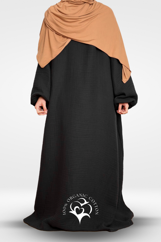 100% Organic Cotton Abaya Black