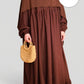 Cotton Pleated Abaya With Nursing Zip Dark Brown