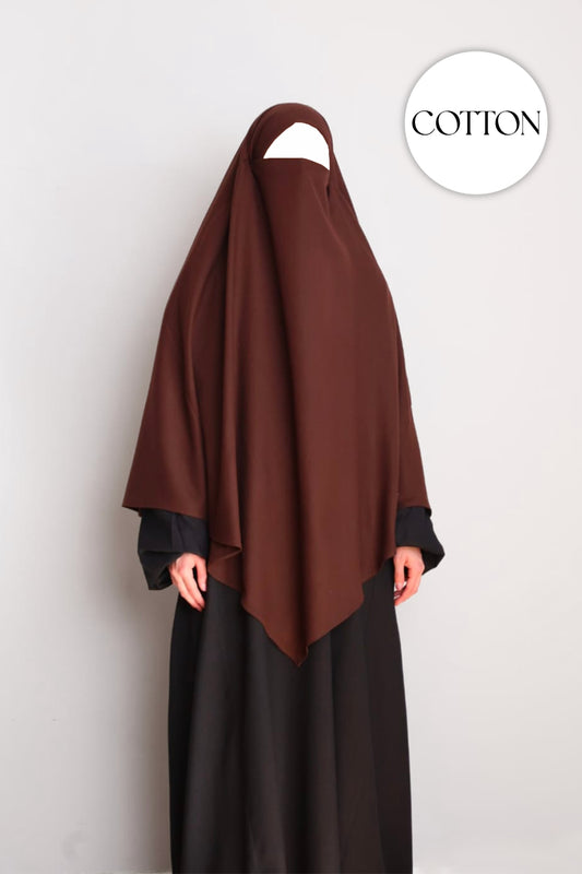 100% Cotton Diamond Khimar Dark Brown