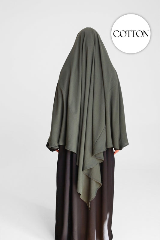 100% Cotton Diamond Khimar Dark Grey