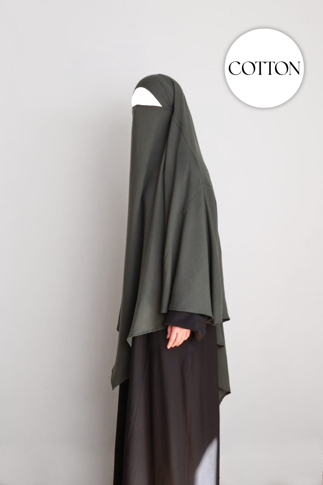 100% Cotton Diamond Khimar Dark Grey