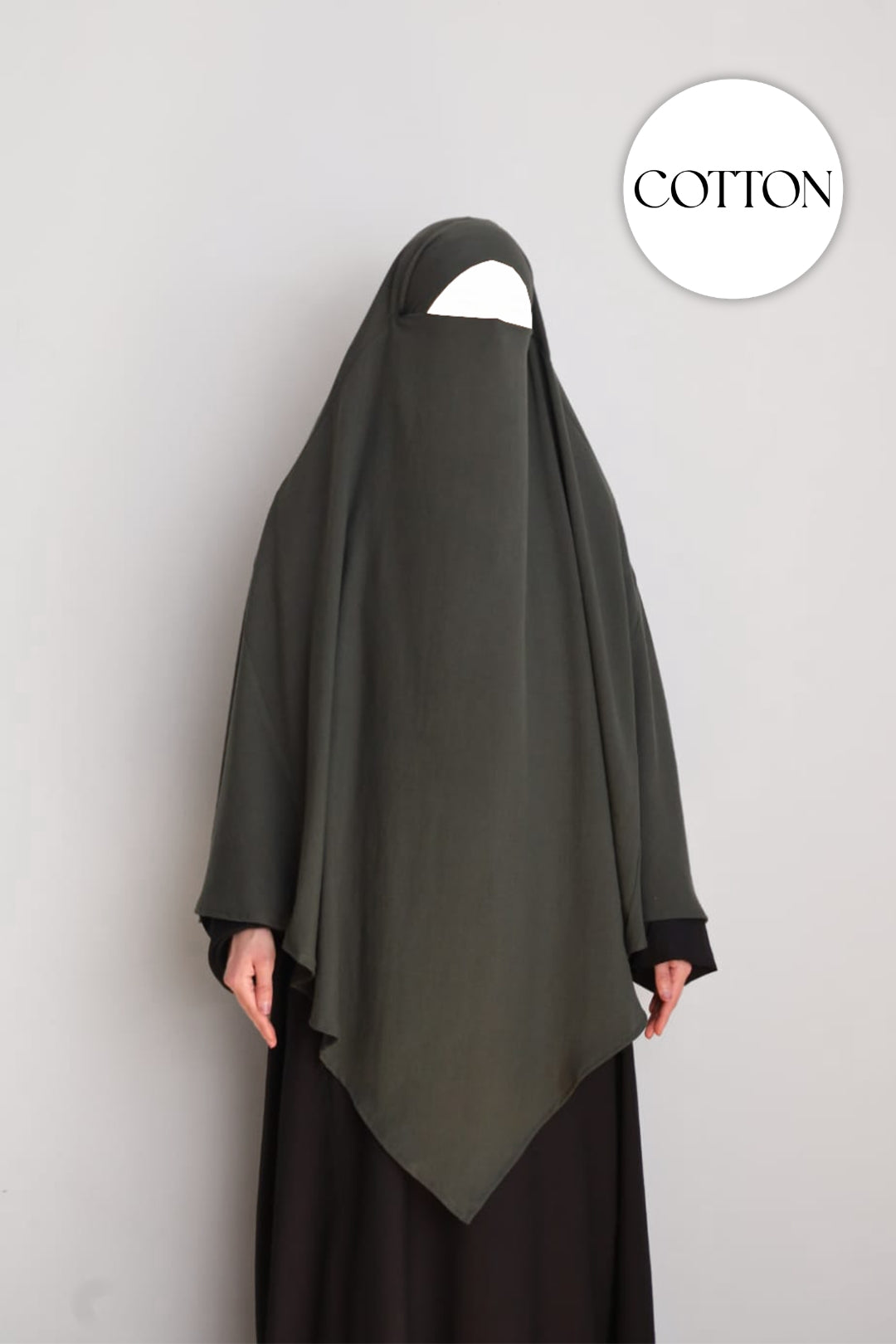 100% Cotton Diamond Khimar Dark Grey