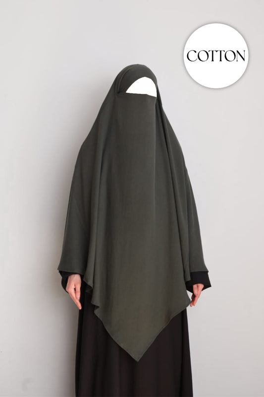 100% Cotton Diamond Khimar Dark Grey