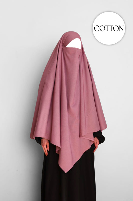 100% Cotton Diamond Khimar Pink