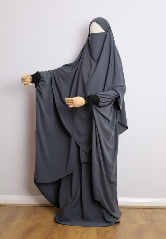 Dark Grey - 3 Piece Nursing Abaya Set