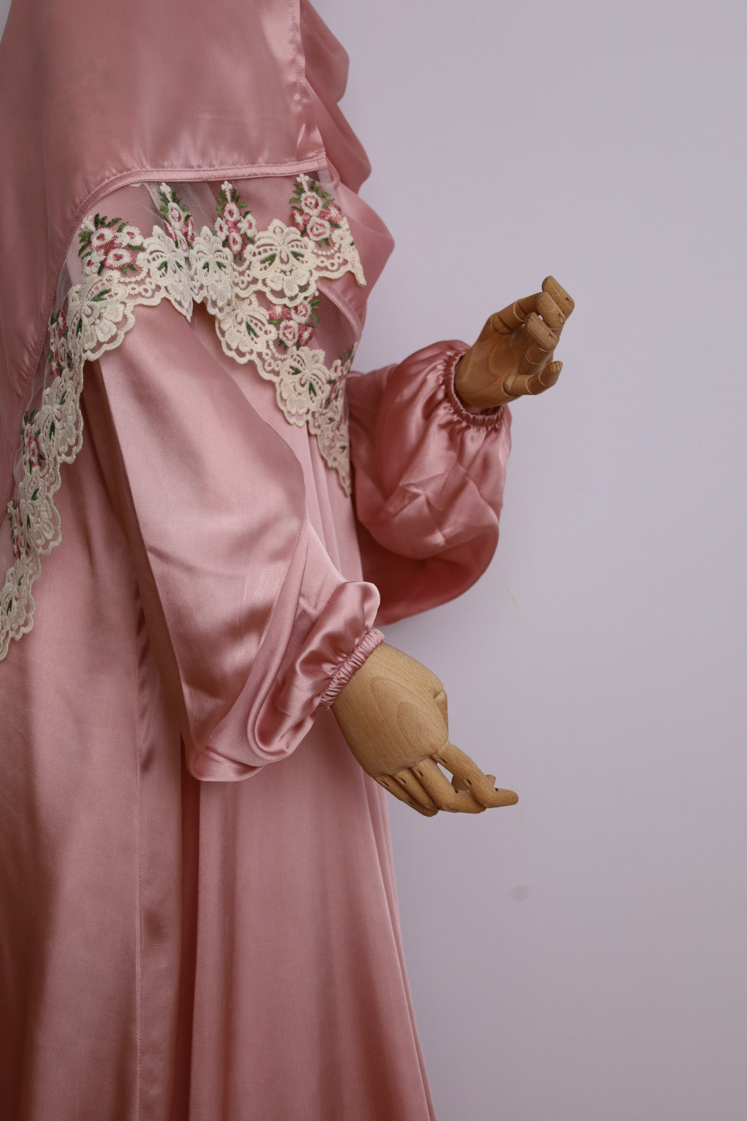 Pink Blossom Prayer Abaya With Attached Scarf