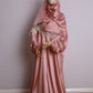 pink prayer abaya with attached scarf