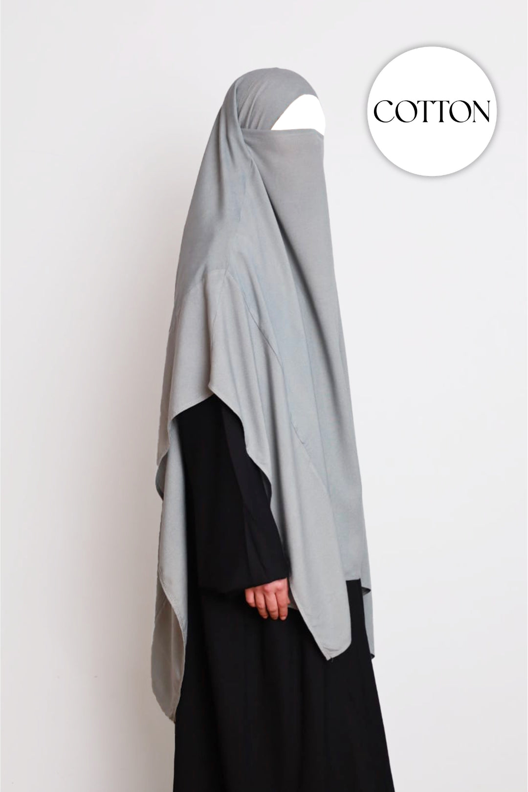 100% Cotton Khimar Light Grey