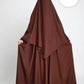 Cotton Pleated Abaya With Nursing Zip Dark Brown