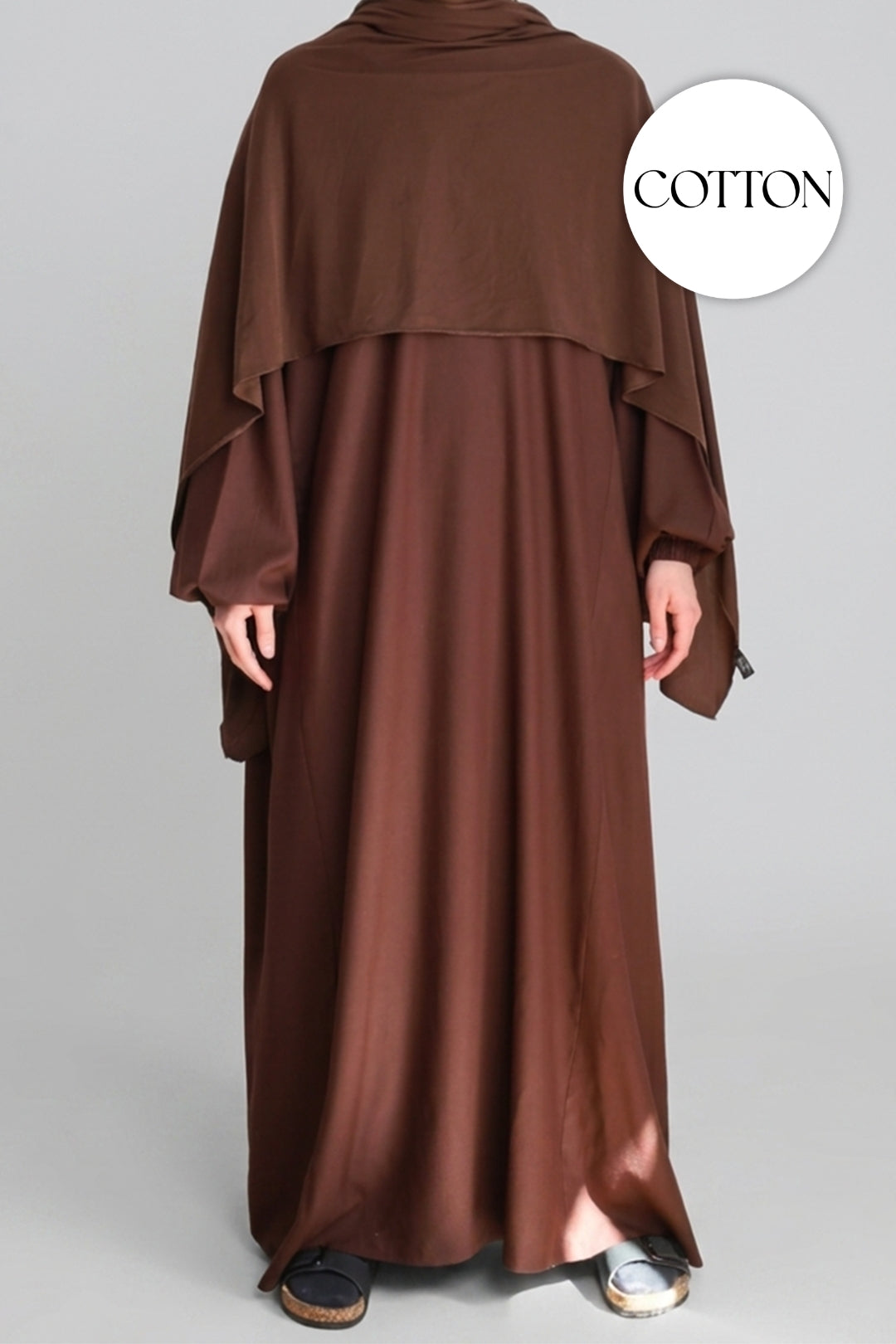 Cotton Abaya Dark Brown