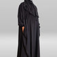 Cotton Pleated Abaya With Nursing Zip Black