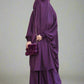 2 piece jilbab in nida fabric. featuring 3 pockets, ruffle wudu friendly sleeves and an integrated niqab. COLOUR: PURPLE