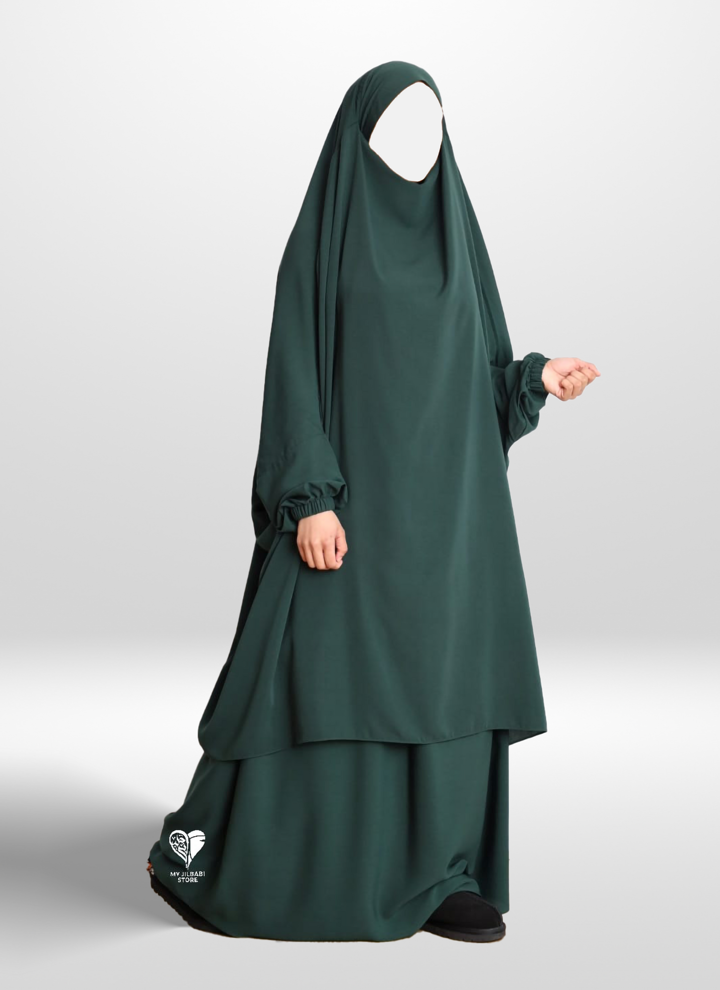 dark green 2 piece jilbab