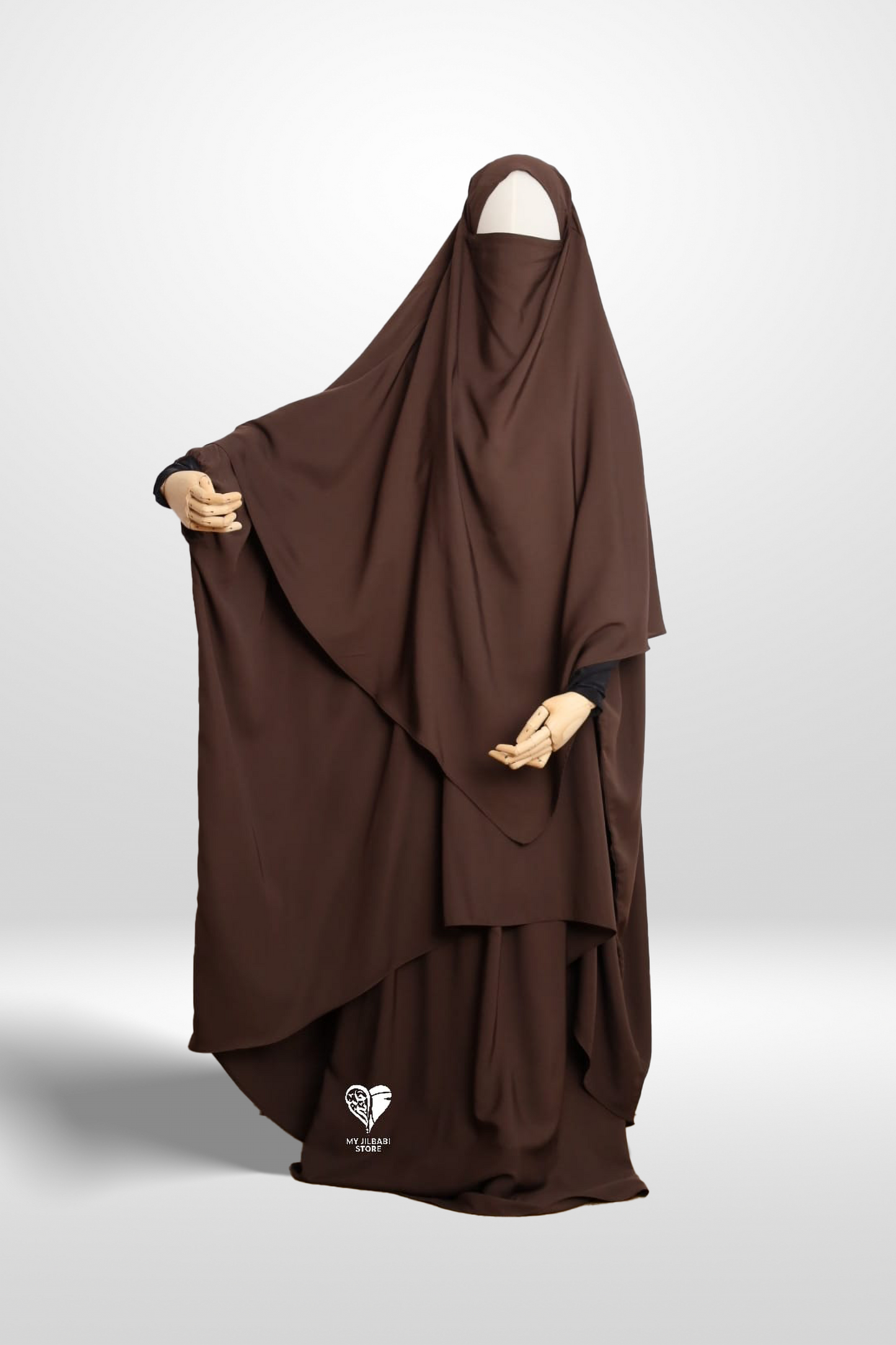 Dark Brown - 3 Piece Nursing Abaya Set