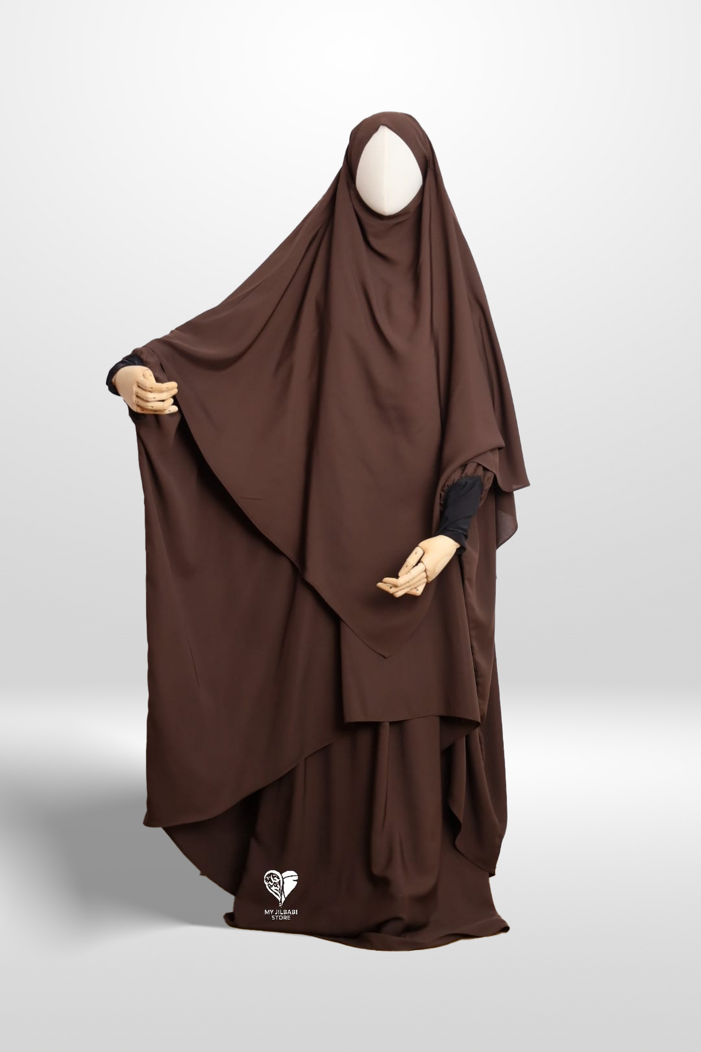 Dark Brown - 3 Piece Nursing Abaya Set