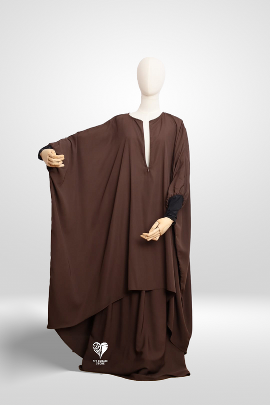 Dark Brown - 3 Piece Nursing Abaya Set