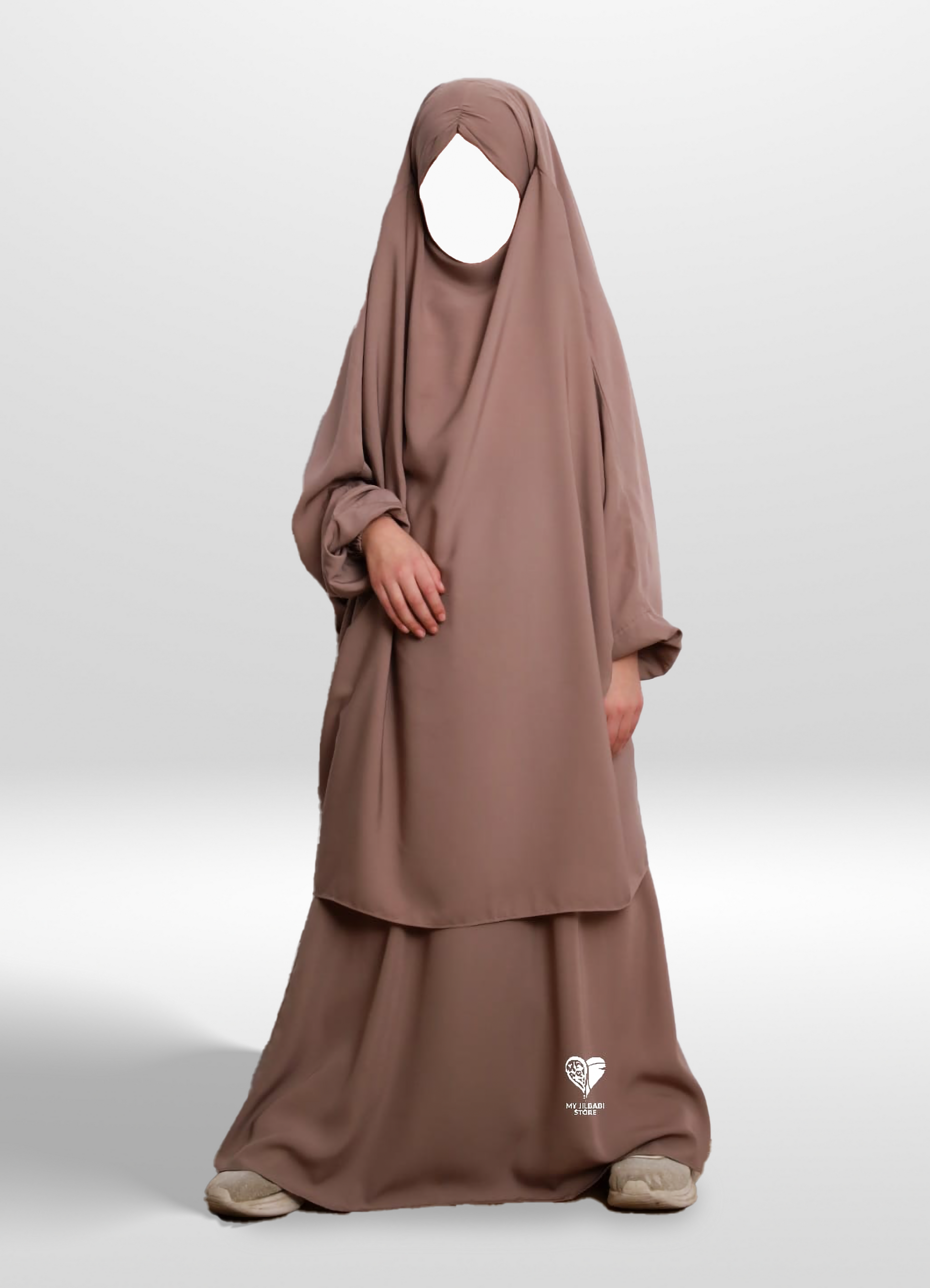 girls taupe 2 piece jilbab