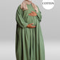 100% Cotton Pleated Abaya With Nursing Zip Light Khaki