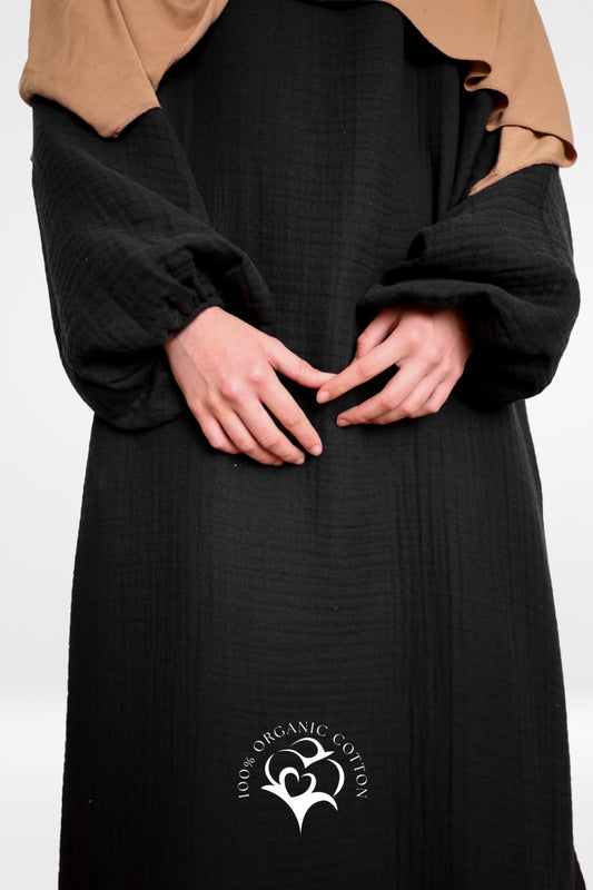 100% Organic Cotton Abaya Black