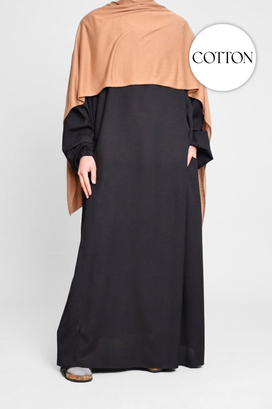 100% Cotton Abaya Black