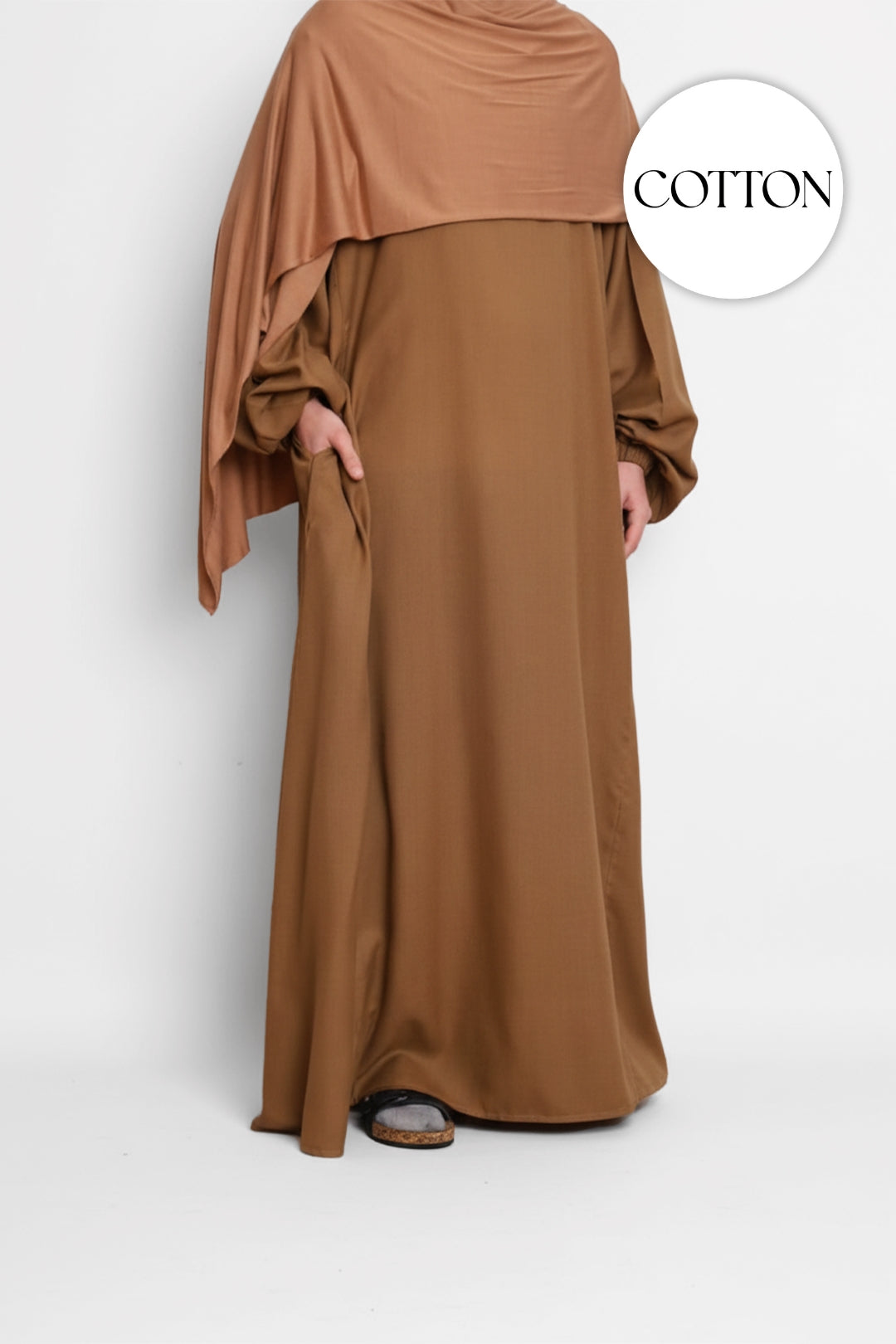 100% Cotton Abaya Taupe