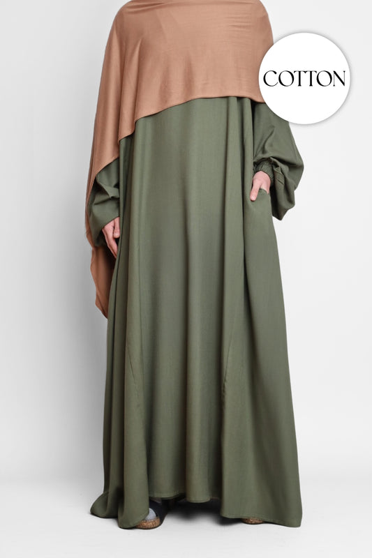 100% Cotton Abaya Khaki
