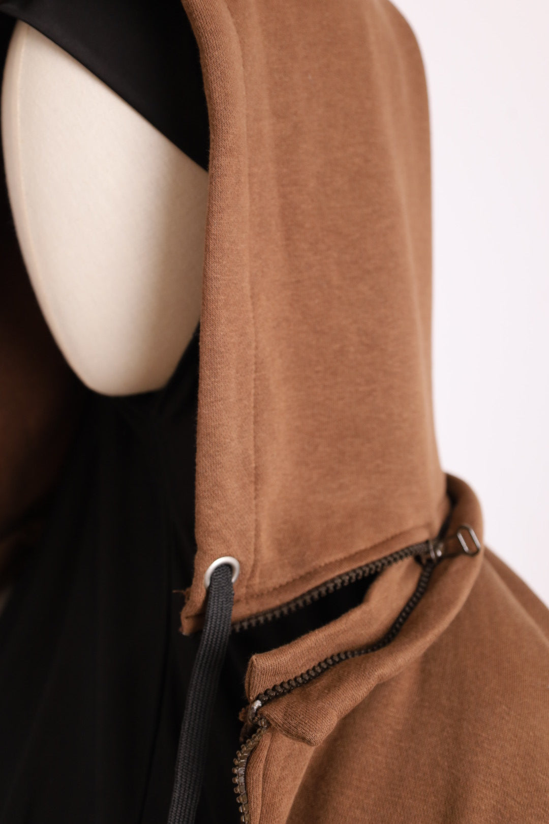 Fur Lined Winter Abaya With Detachable Hood Brown