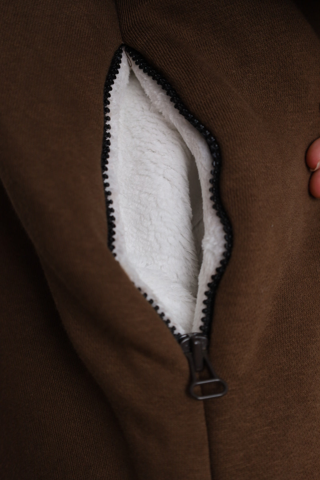 Fur Lined Winter Abaya With Detachable Hood Brown