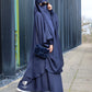 2 piece jilbab in nida fabric. featuring 3 pockets, ruffle wudu friendly sleeves and an integrated niqab. COLOUR: NAVY