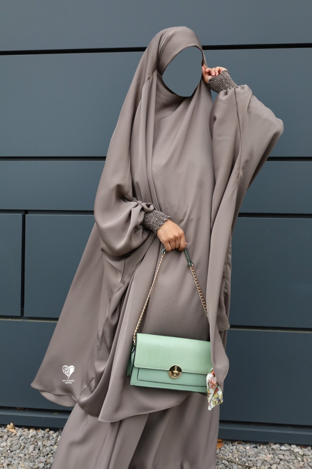 Light Grey Nida - 2 Piece Superluxe Jilbab