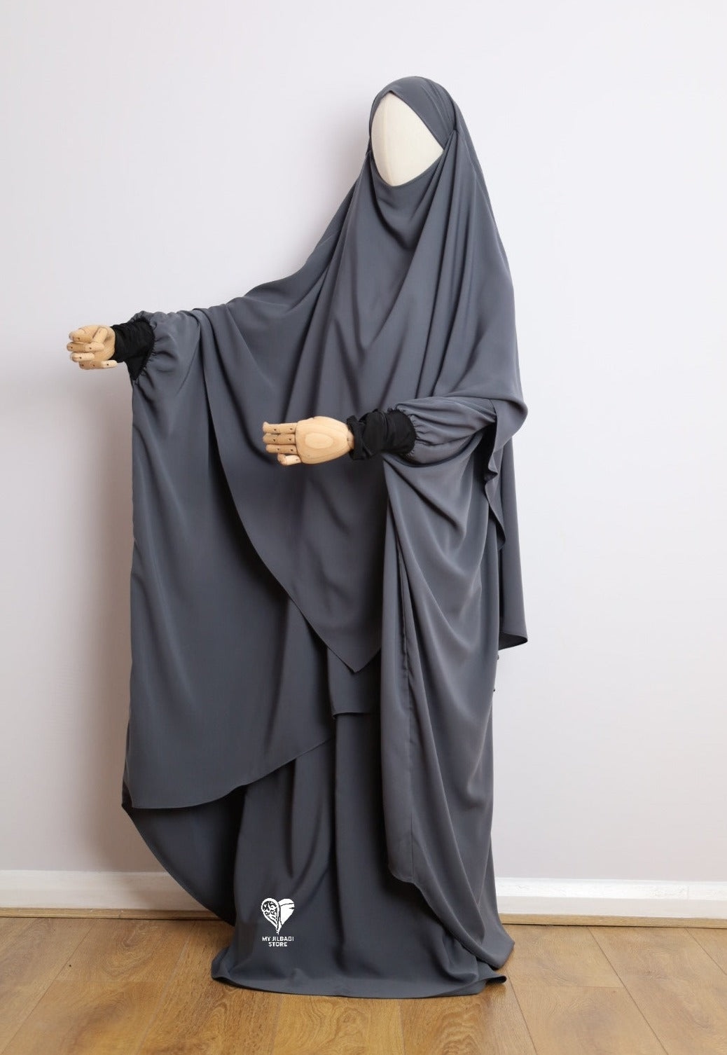 Dark Grey - 3 Piece Nursing Abaya Set