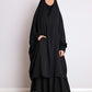 black 2 piece jilbab with frilly sleeves made in nida fabric