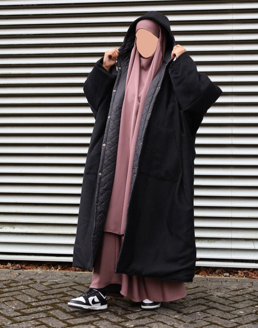 Reversible Waterproof Jilbab Jacket - Black