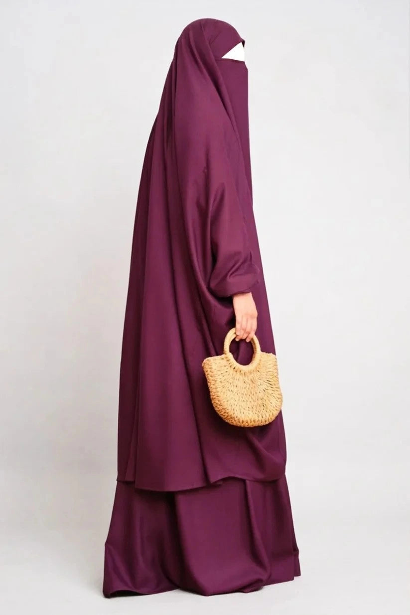 Cotton 2 Piece Jilbab Grape