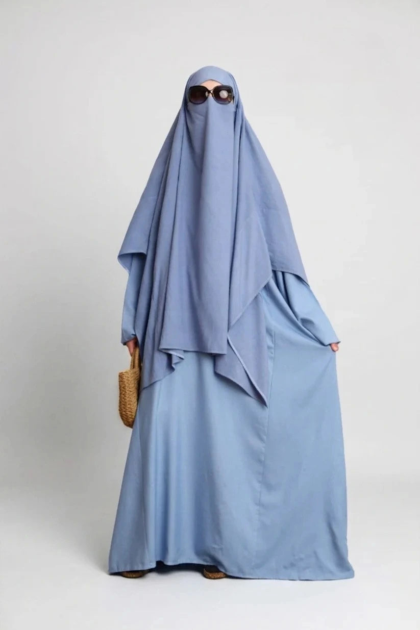 Cotton Abaya Light Blue